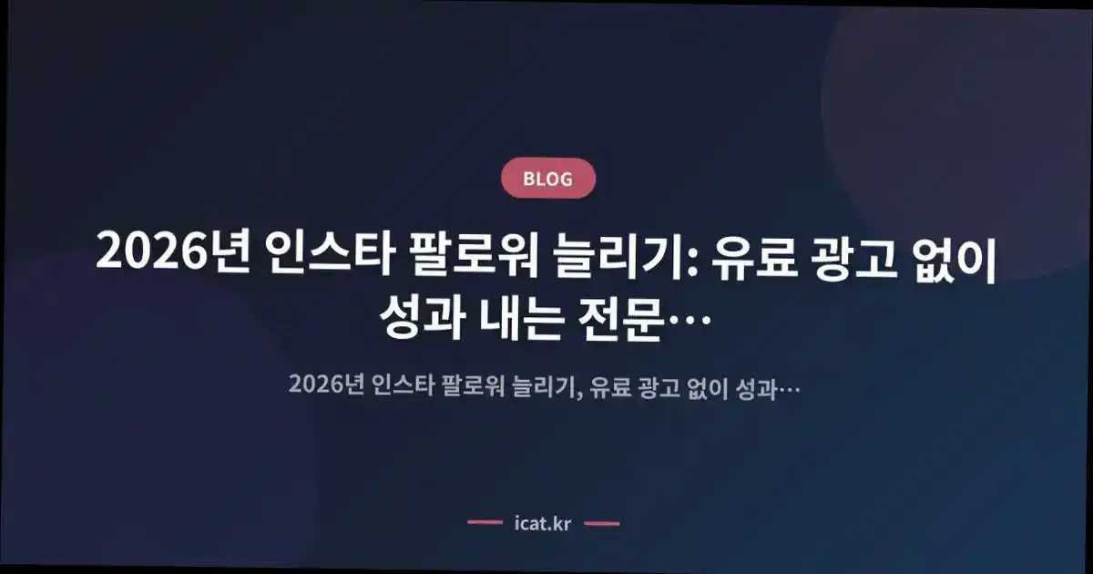 2026년 인스타 팔로워 늘리기: 유료 광고 없이 성과 내는 전문가의 실전 노하우