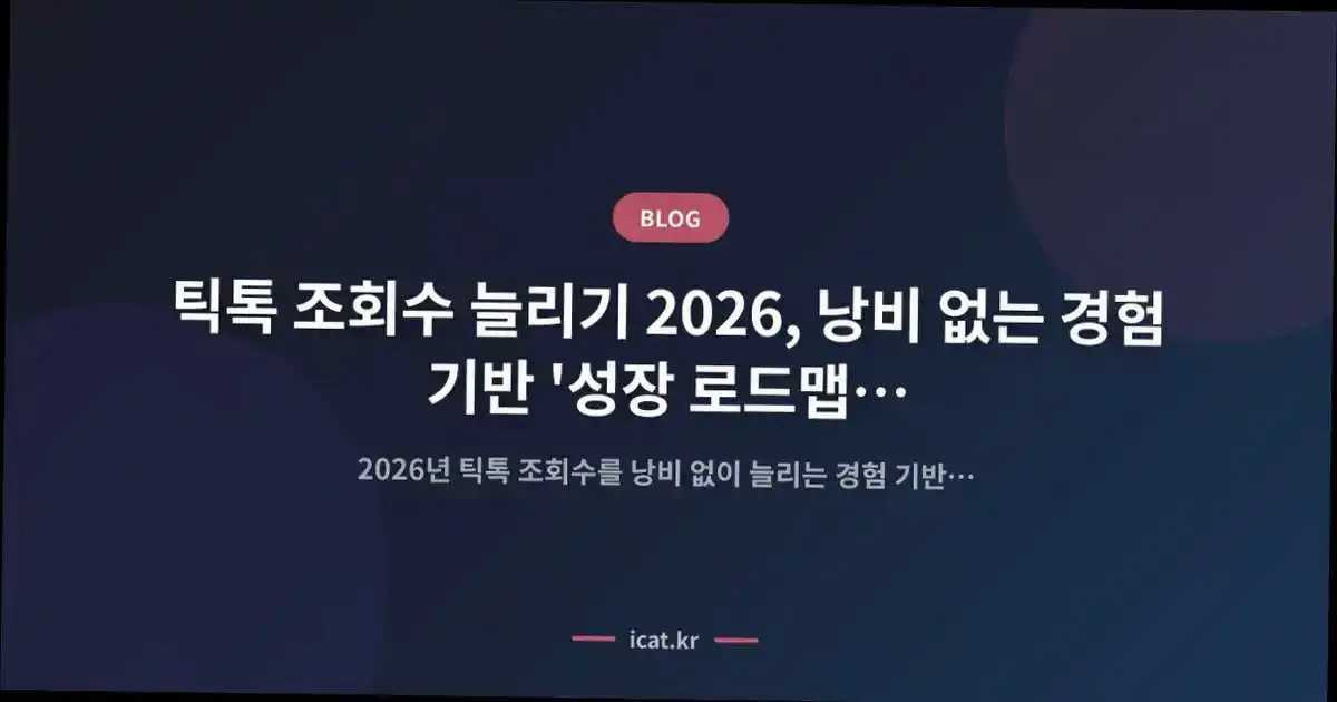 틱톡 조회수 늘리기 2026, 낭비 없는 경험 기반 '성장 로드맵' 핵심만!