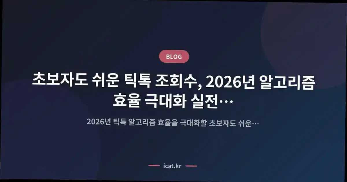 초보자도 쉬운 틱톡 조회수, 2026년 알고리즘 효율 극대화 실전 노하우