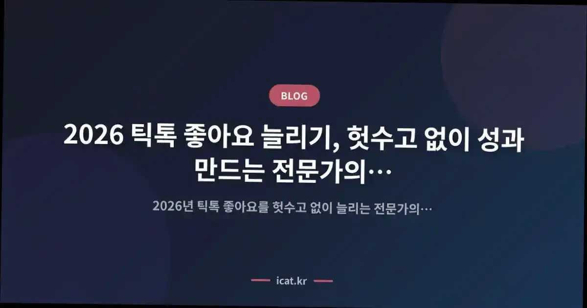 2026 틱톡 좋아요 늘리기, 헛수고 없이 성과 만드는 전문가의 정답