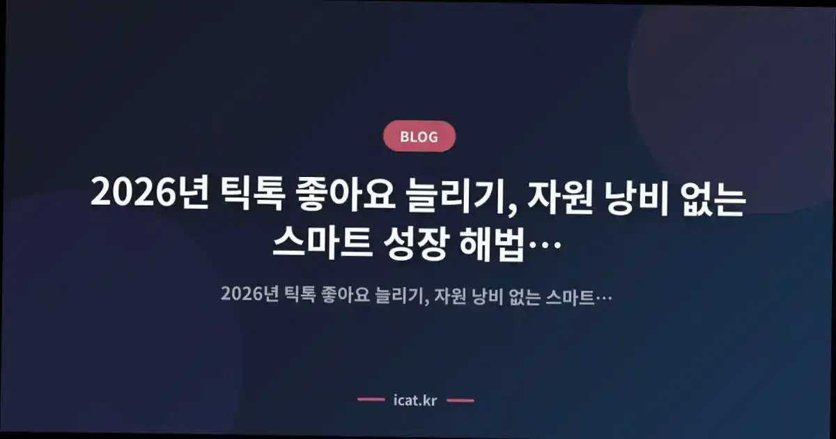 2026년 틱톡 좋아요 늘리기, 자원 낭비 없는 스마트 성장 해법 요약