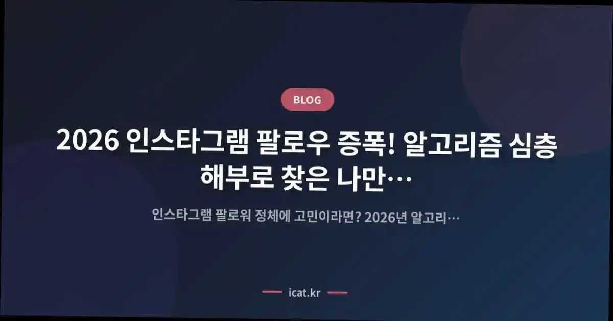 2026 인스타그램 팔로우 증폭! 알고리즘 심층 해부로 찾은 나만의 성장 공식