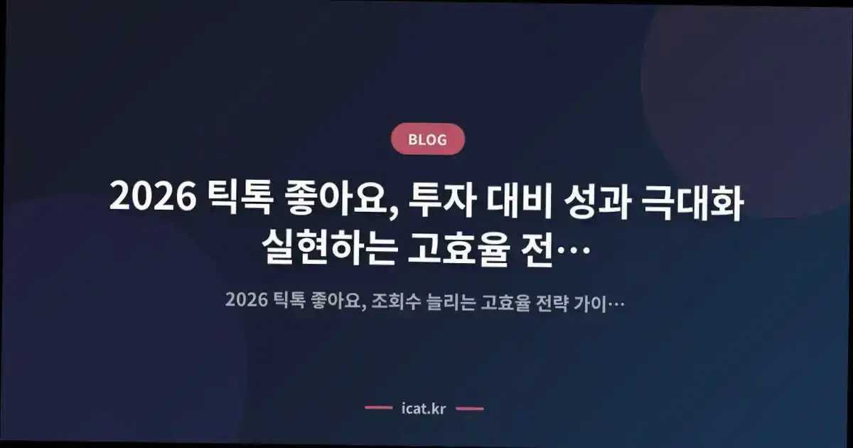 2026 틱톡 좋아요, 투자 대비 성과 극대화 실현하는 고효율 전략 가이드