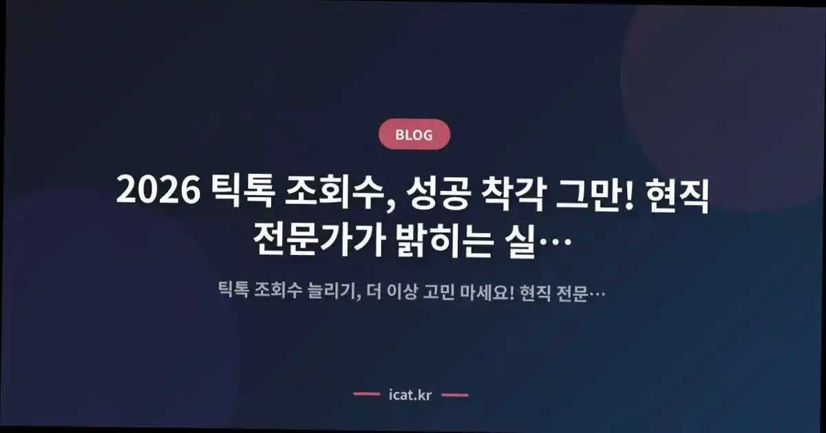 2026 틱톡 조회수, 성공 착각 그만! 현직 전문가가 밝히는 실패 방지 필승 전략