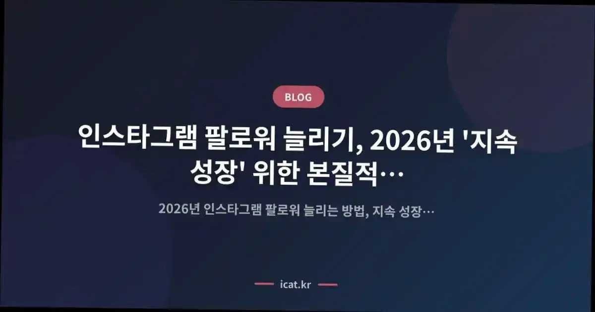 인스타그램 팔로워 늘리기, 2026년 '지속 성장' 위한 본질적 접근법 공개