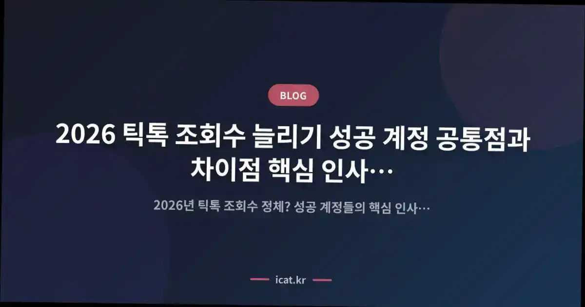 2026 틱톡 조회수 늘리기 성공 계정 공통점과 차이점 핵심 인사이트