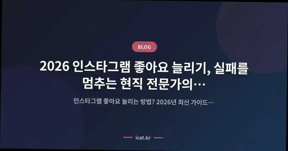 2026 인스타그램 좋아요 늘리기, 실패를 멈추는 현직 전문가의 검증된 로드맵