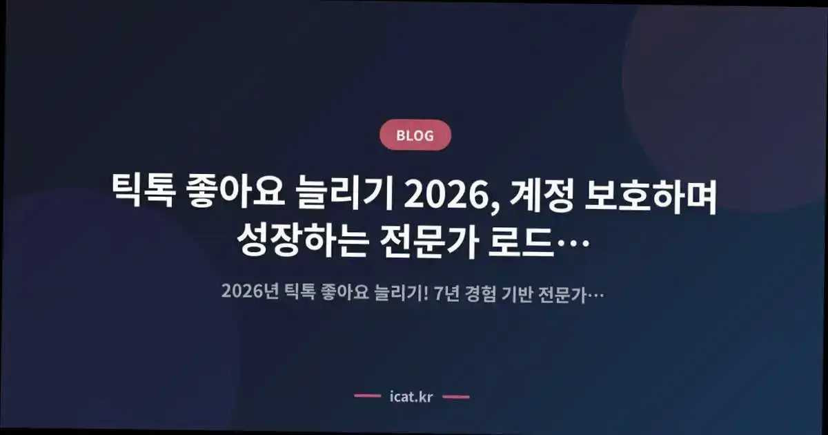 틱톡 좋아요 늘리기 2026, 계정 보호하며 성장하는 전문가 로드맵